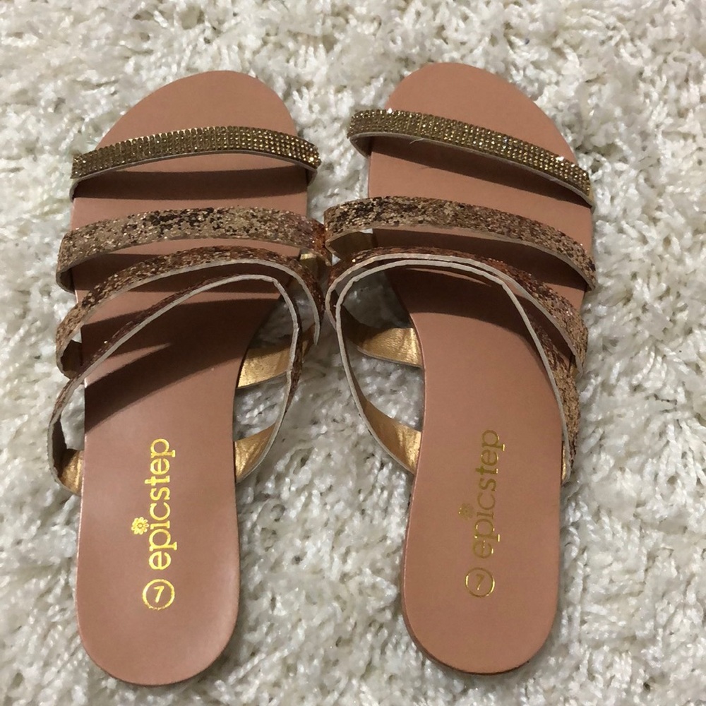 Gold strappy sandals